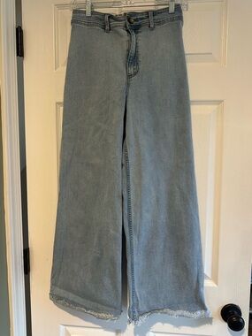 Billabong Light Blue Wide-Leg Jeans with Raw Hem